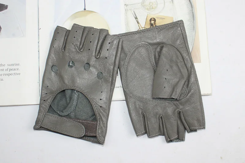 New Women Half Finger Leather Gloves Fashion Style Thin Colour Outdoor Sports Driving Riding Sheepskin Gloves