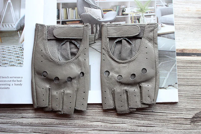 New Women Half Finger Leather Gloves Fashion Style Thin Colour Outdoor Sports Driving Riding Sheepskin Gloves
