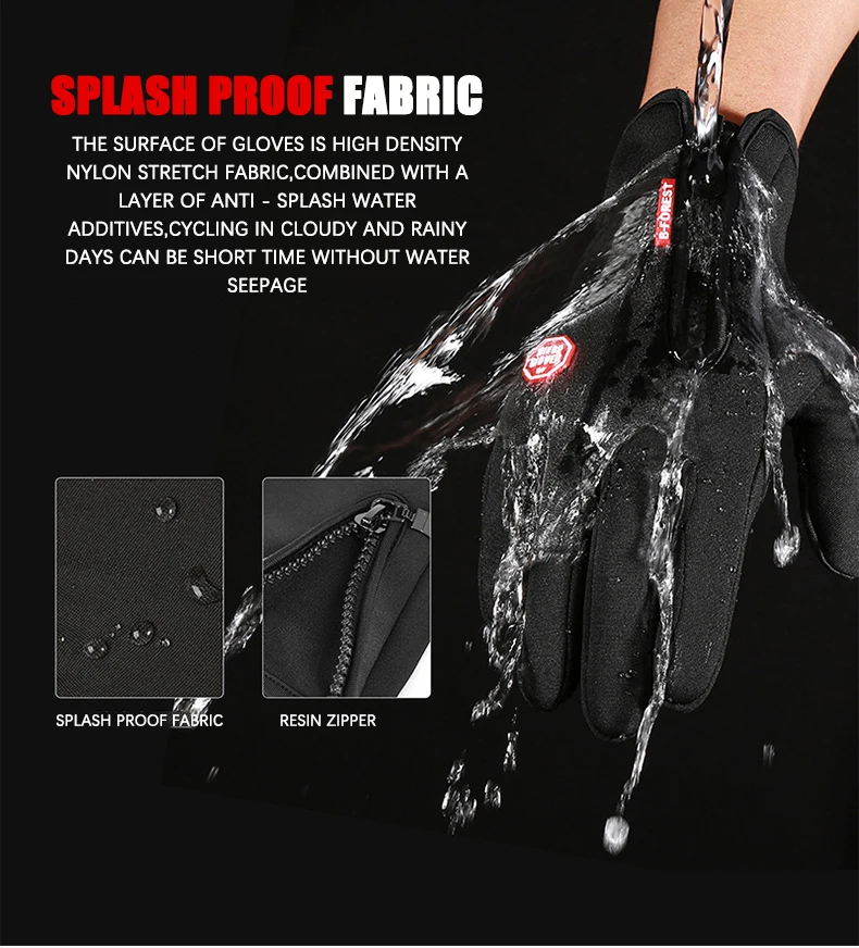Winter Warm Touchscreen Men's Gloves Sports Fishing Water-Repellent Ski Army Bike Snowboard Skis Skid Zipper Ladies Gloves