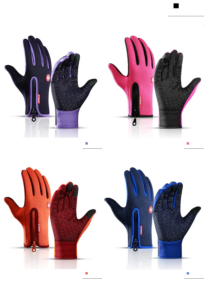 Winter Warm Touchscreen Men's Gloves Sports Fishing Water-Repellent Ski Army Bike Snowboard Skis Skid Zipper Ladies Gloves