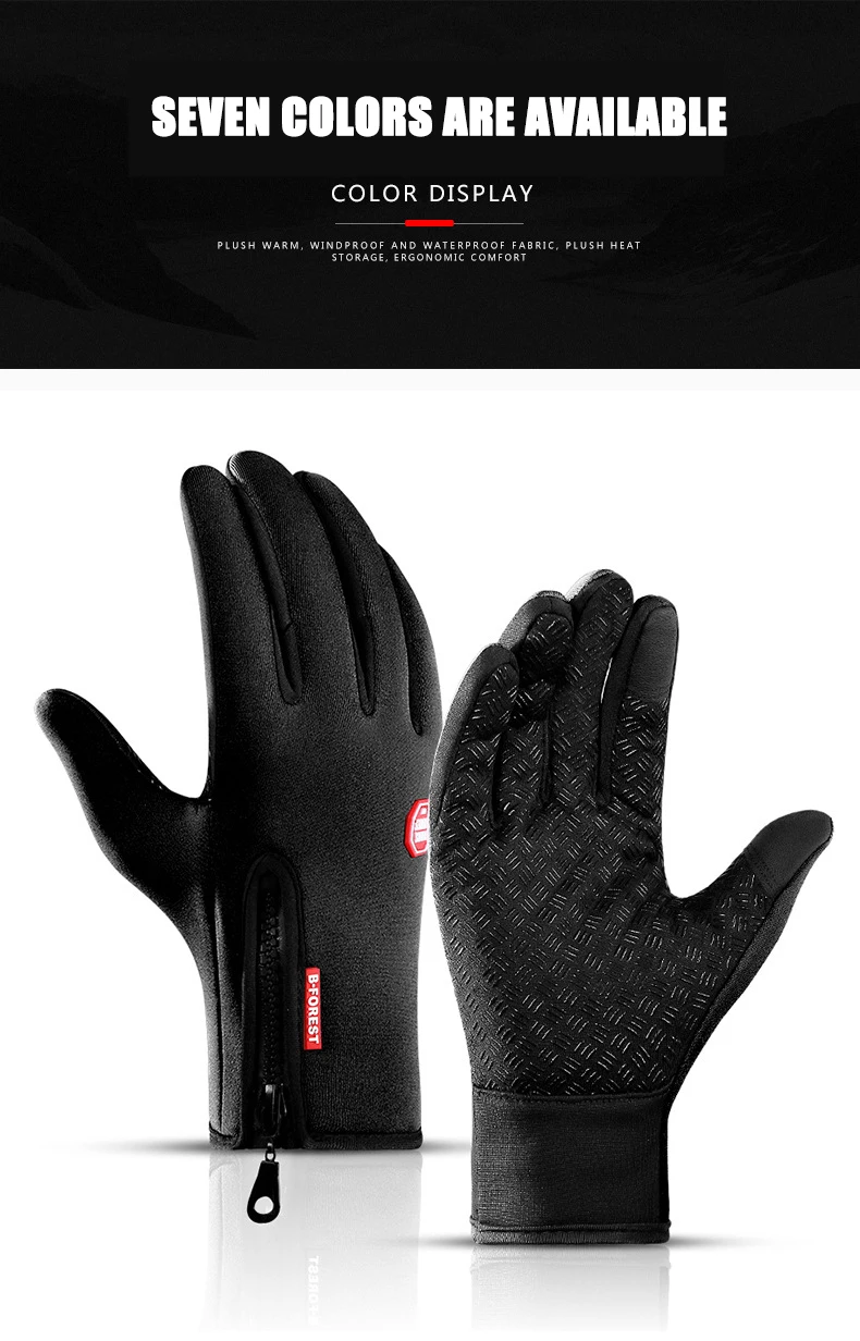 Winter Warm Touchscreen Men's Gloves Sports Fishing Water-Repellent Ski Army Bike Snowboard Skis Skid Zipper Ladies Gloves