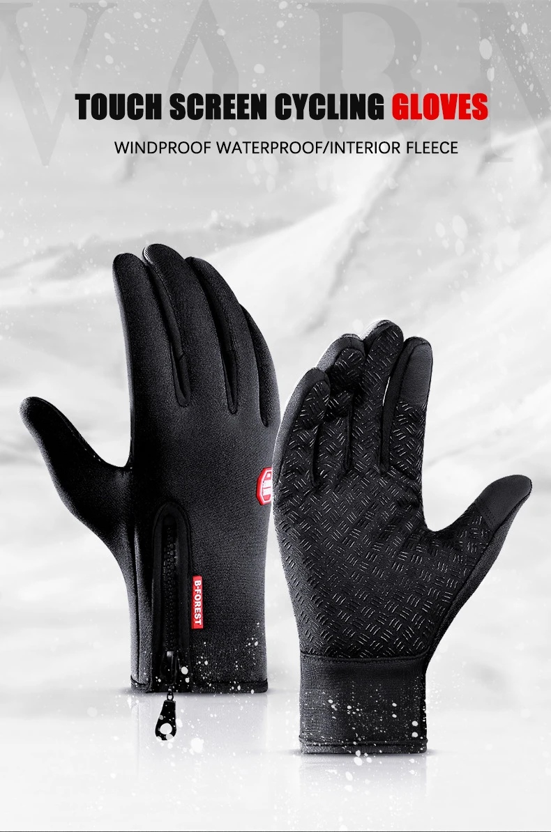 Winter Warm Touchscreen Men's Gloves Sports Fishing Water-Repellent Ski Army Bike Snowboard Skis Skid Zipper Ladies Gloves