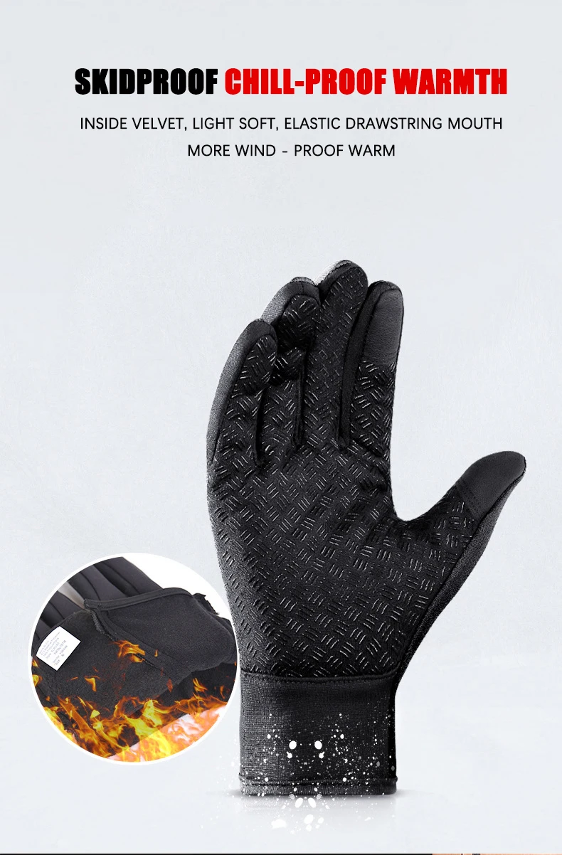 Winter Warm Touchscreen Men's Gloves Sports Fishing Water-Repellent Ski Army Bike Snowboard Skis Skid Zipper Ladies Gloves