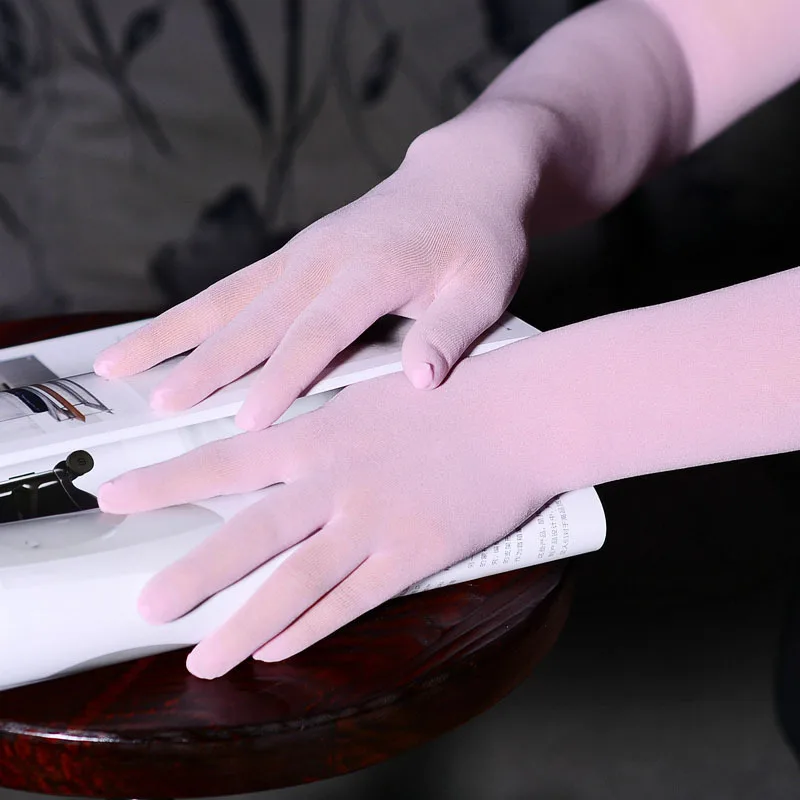 Women Sexy Seamless Ultra-thin Silk Black Stockings Gloves Solid High Elasticity Transparent Long Tight Sunscreen Arm sleeve