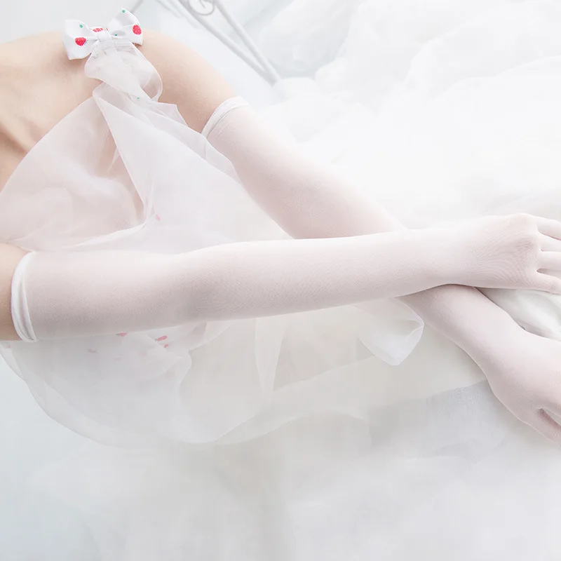 Women Sexy Seamless Ultra-thin Silk Black Stockings Gloves Solid High Elasticity Transparent Long Tight Sunscreen Arm sleeve