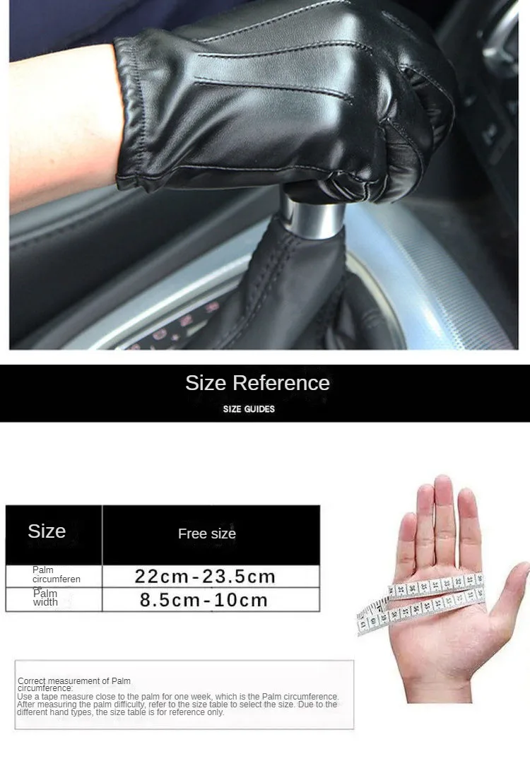 New Winter Gloves Men Women Black PU Leather Cashmere Warm Driving Gloves Mittens Touch Screen Waterproof Gloves