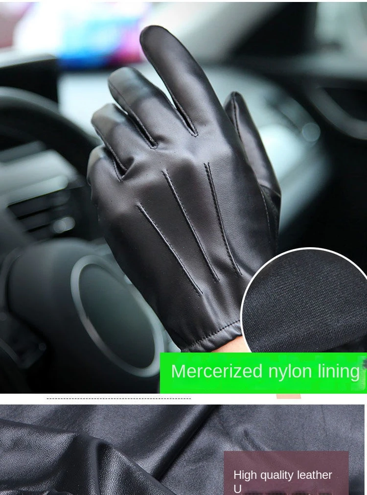 New Winter Gloves Men Women Black PU Leather Cashmere Warm Driving Gloves Mittens Touch Screen Waterproof Gloves