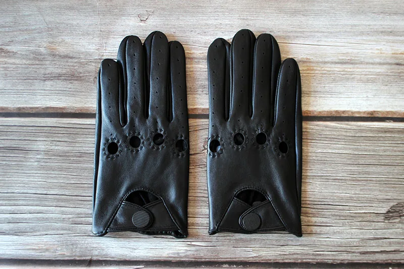 Men's Full Finger Sheepskin Leather Gloves for Spring And Autumn Thin Unlined Outdoor Motorcycle Riding And Driving Gloves