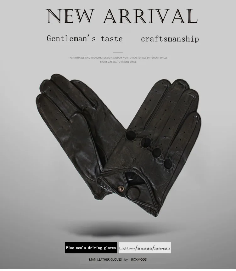 Men's Full Finger Sheepskin Leather Gloves for Spring And Autumn Thin Unlined Outdoor Motorcycle Riding And Driving Gloves