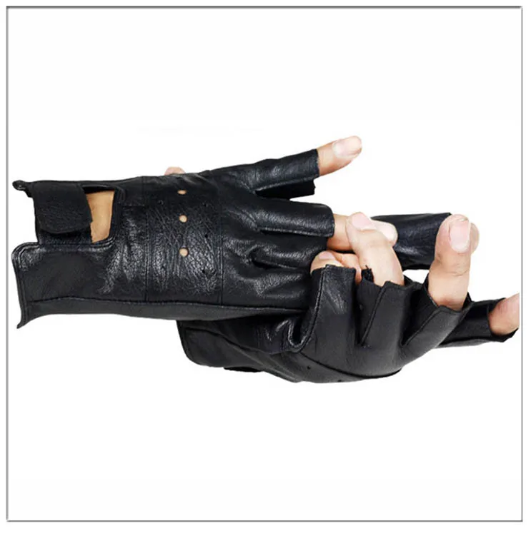 HOOLDW 2020 New Mens Sheep Leather Gloves Sport Driving Slip-resistant Gloves Fitness Half Finger Tactical Gloves Guantes Luva