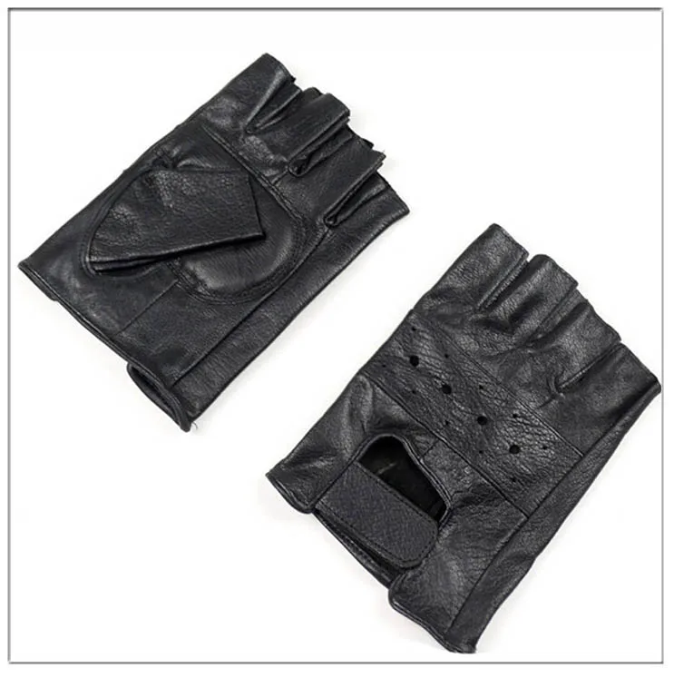 HOOLDW 2020 New Mens Sheep Leather Gloves Sport Driving Slip-resistant Gloves Fitness Half Finger Tactical Gloves Guantes Luva