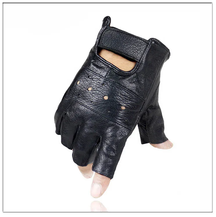 HOOLDW 2020 New Mens Sheep Leather Gloves Sport Driving Slip-resistant Gloves Fitness Half Finger Tactical Gloves Guantes Luva