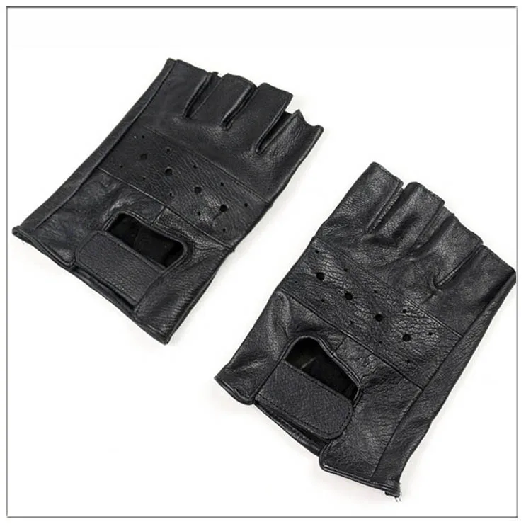 HOOLDW 2020 New Mens Sheep Leather Gloves Sport Driving Slip-resistant Gloves Fitness Half Finger Tactical Gloves Guantes Luva