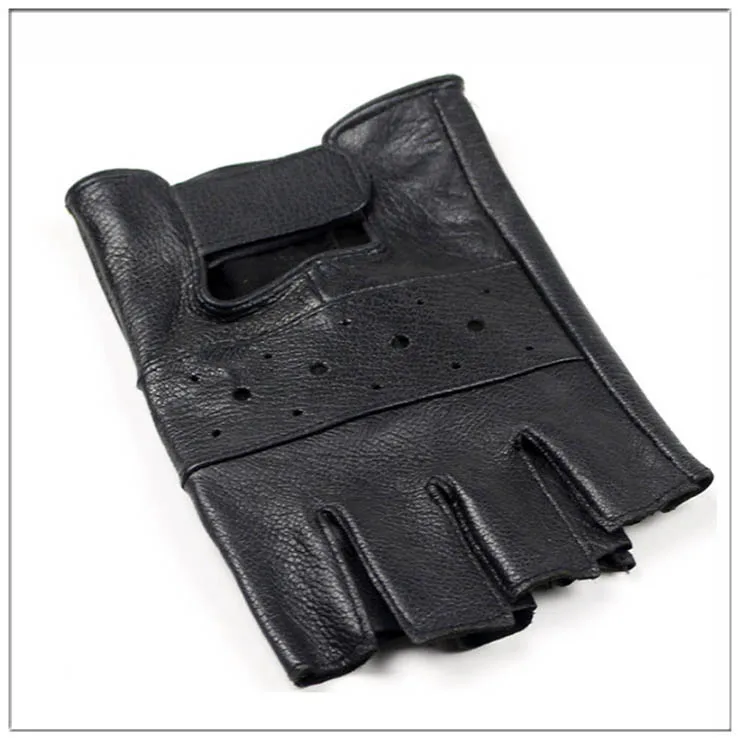 HOOLDW 2020 New Mens Sheep Leather Gloves Sport Driving Slip-resistant Gloves Fitness Half Finger Tactical Gloves Guantes Luva