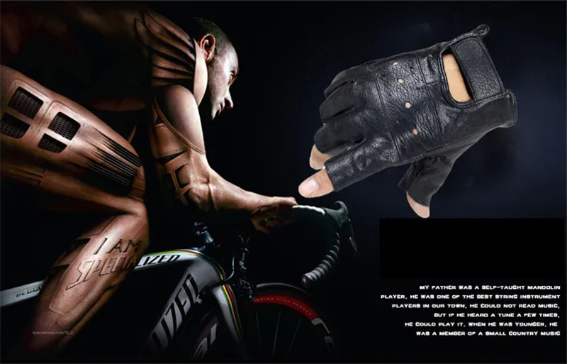 HOOLDW 2020 New Mens Sheep Leather Gloves Sport Driving Slip-resistant Gloves Fitness Half Finger Tactical Gloves Guantes Luva
