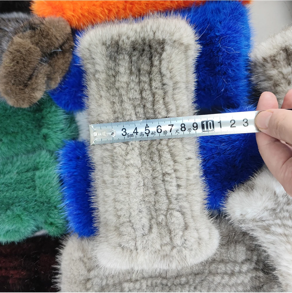 Lady Winter Real Mink Fur Gloves Hand Knitted Real Mink Fur Fingerless Gloves Women Warm Strong Elastic Real Mink Fur Mittens