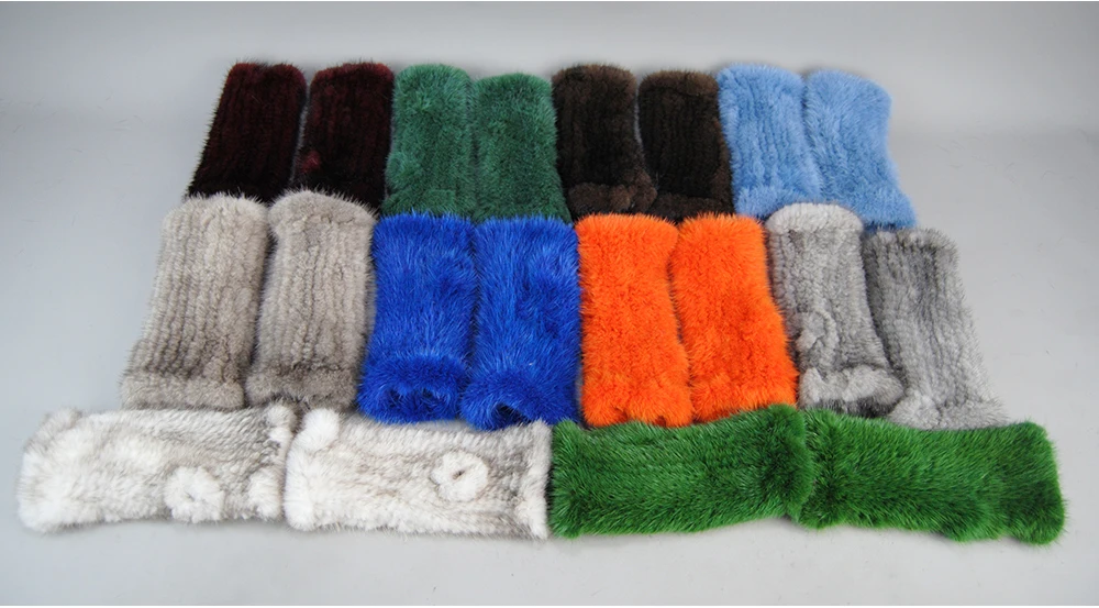 Lady Winter Real Mink Fur Gloves Hand Knitted Real Mink Fur Fingerless Gloves Women Warm Strong Elastic Real Mink Fur Mittens