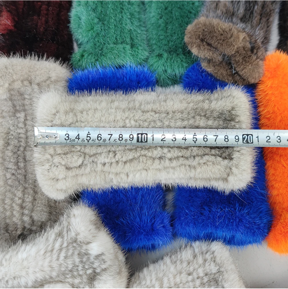 Lady Winter Real Mink Fur Gloves Hand Knitted Real Mink Fur Fingerless Gloves Women Warm Strong Elastic Real Mink Fur Mittens