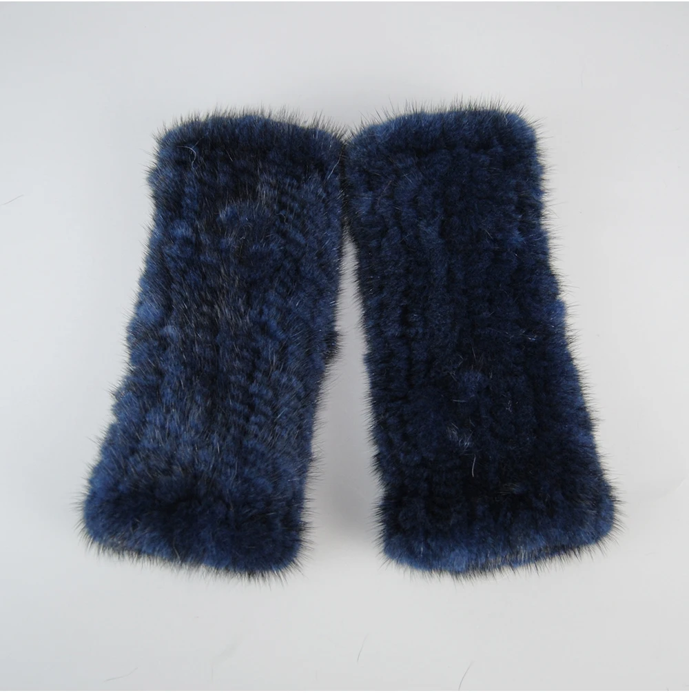 Lady Winter Real Mink Fur Gloves Hand Knitted Real Mink Fur Fingerless Gloves Women Warm Strong Elastic Real Mink Fur Mittens