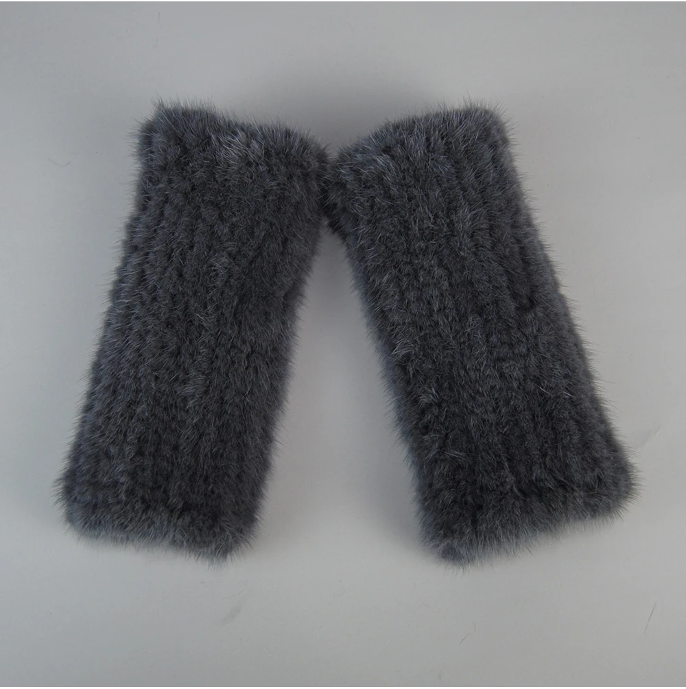 Lady Winter Real Mink Fur Gloves Hand Knitted Real Mink Fur Fingerless Gloves Women Warm Strong Elastic Real Mink Fur Mittens
