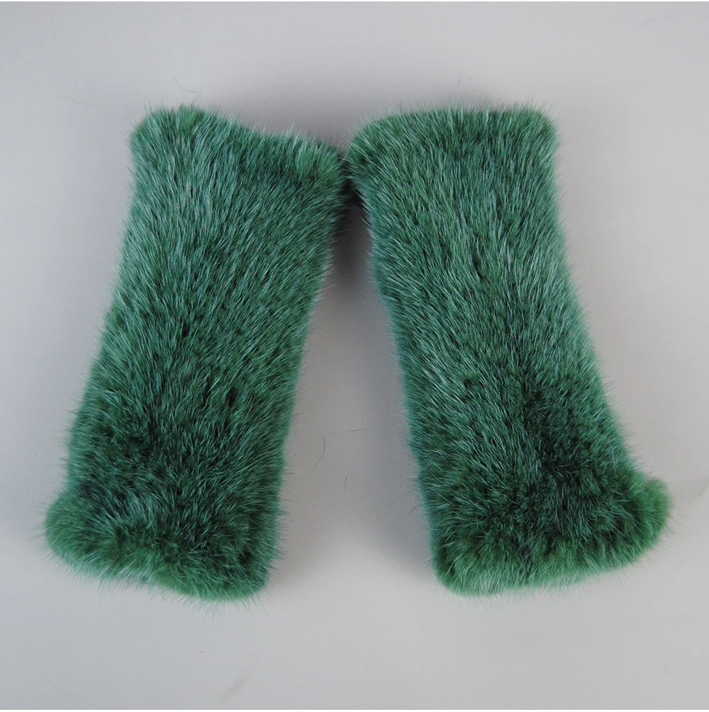 Lady Winter Real Mink Fur Gloves Hand Knitted Real Mink Fur Fingerless Gloves Women Warm Strong Elastic Real Mink Fur Mittens