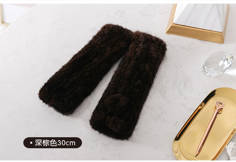 New Women 100% Real Genuine Knitted Mink Fur Mittens Winter Warm Lady Real Fur Fingerless Gloves Handmade Knit Mink Fur Mitten