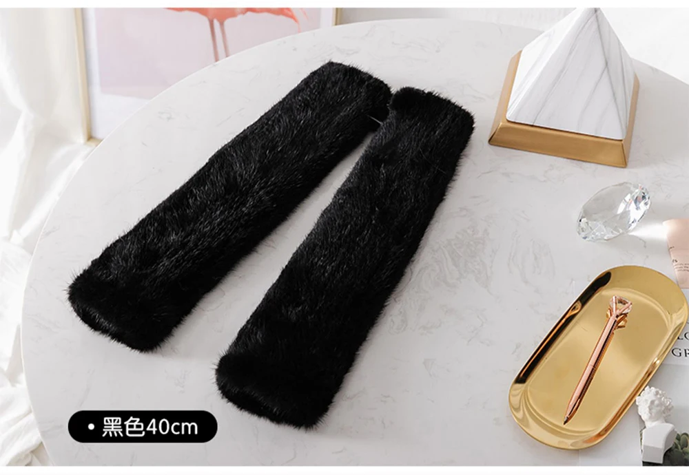 New Women 100% Real Genuine Knitted Mink Fur Mittens Winter Warm Lady Real Fur Fingerless Gloves Handmade Knit Mink Fur Mitten