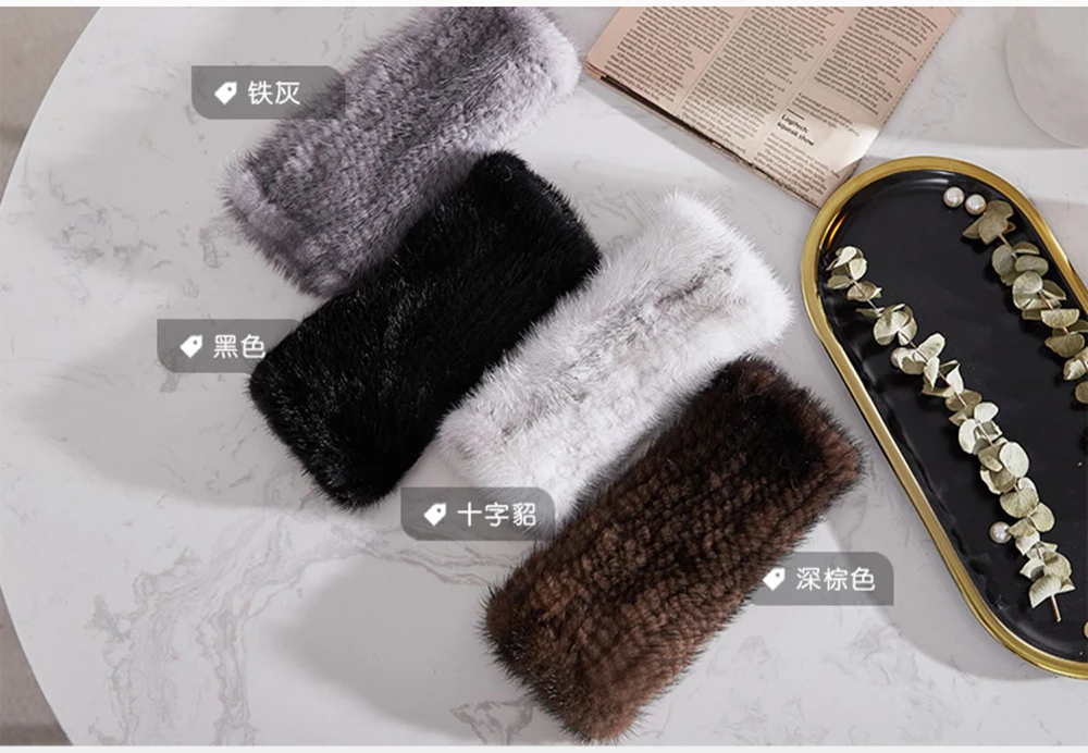 New Women 100% Real Genuine Knitted Mink Fur Mittens Winter Warm Lady Real Fur Fingerless Gloves Handmade Knit Mink Fur Mitten