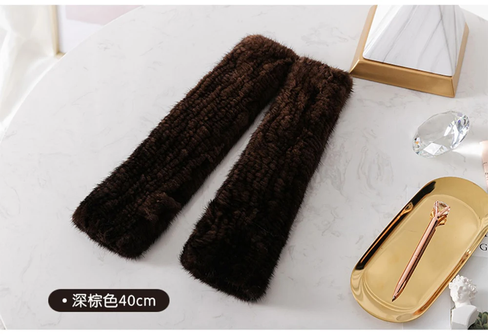 New Women 100% Real Genuine Knitted Mink Fur Mittens Winter Warm Lady Real Fur Fingerless Gloves Handmade Knit Mink Fur Mitten