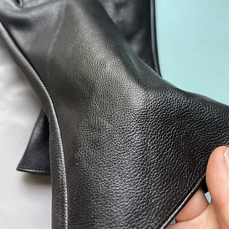 35cm Men's Goatskin Gloves Women‘s Bell Shaped Gloves Luxury Thin Lining And Tight-fitting Long Driving Motorcycle Gloves