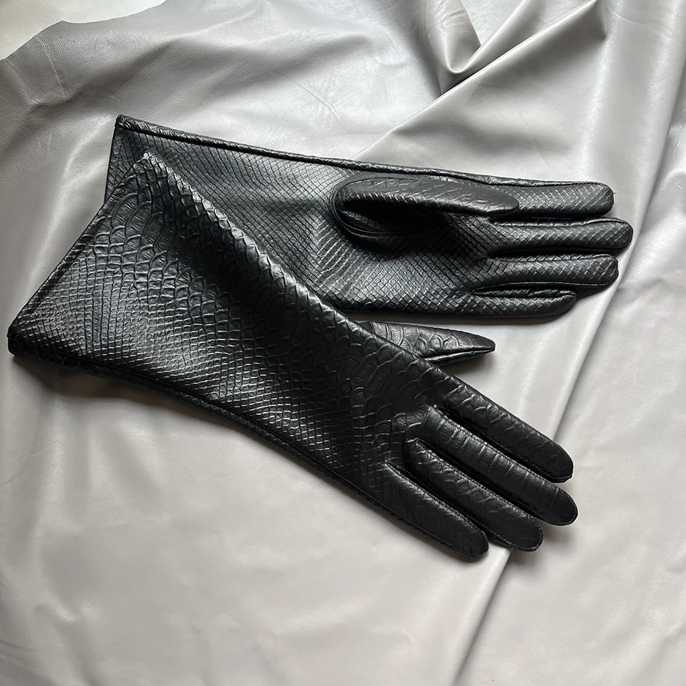 35cm Men's Goatskin Gloves Women‘s Bell Shaped Gloves Luxury Thin Lining And Tight-fitting Long Driving Motorcycle Gloves