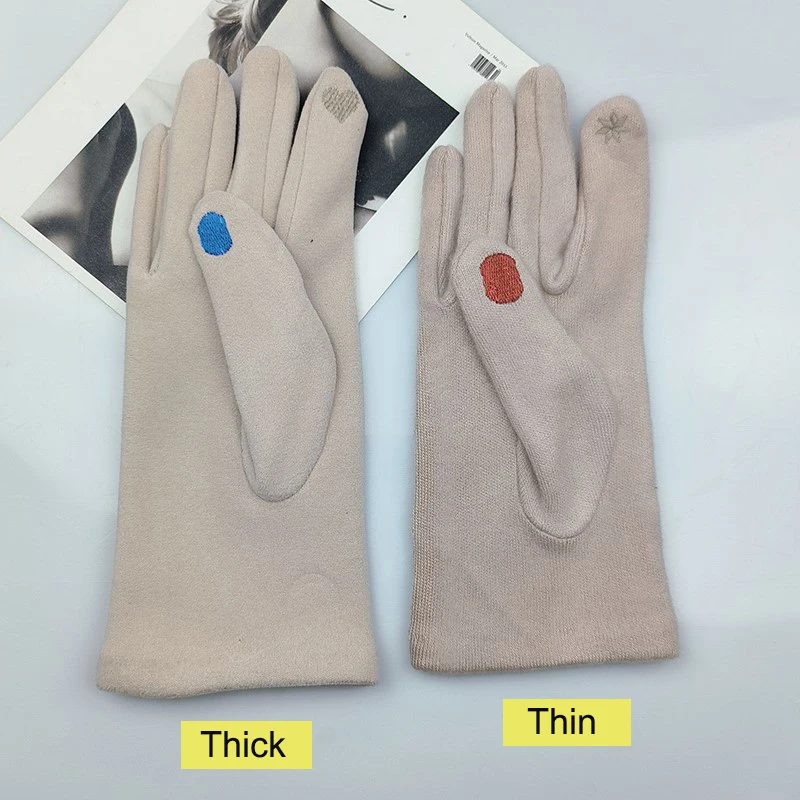 Women Creative Nail Polish Embroidery Gloves Grace Lady Fashion Vintage Driving Full Finger Mittens Girl Touch Screen Warm