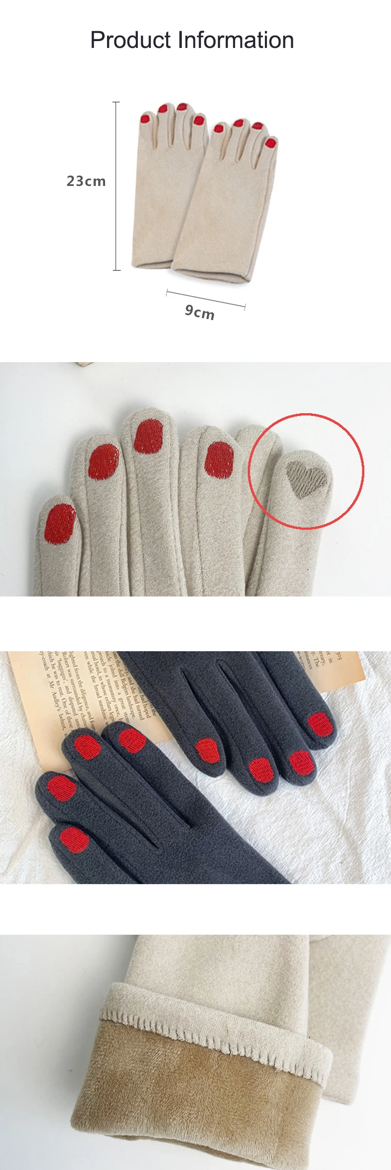 Women Creative Nail Polish Embroidery Gloves Grace Lady Fashion Vintage Driving Full Finger Mittens Girl Touch Screen Warm