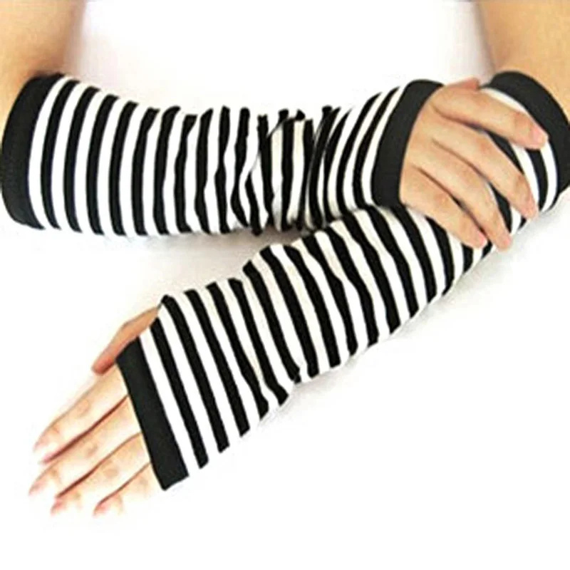 Men Women Winter Warm Arm Elbow Warmer Fingerless Dance Mitten Cuff Cosplay Darkly Ninja Knit Long Driving Sun Glove Sleeve L32