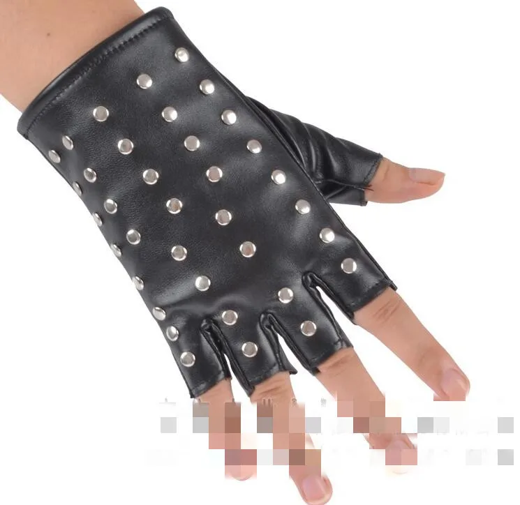 New fashion Women's punk rivets gloves fashion pu leather gloves female accessories black motorcycle gloves R3222