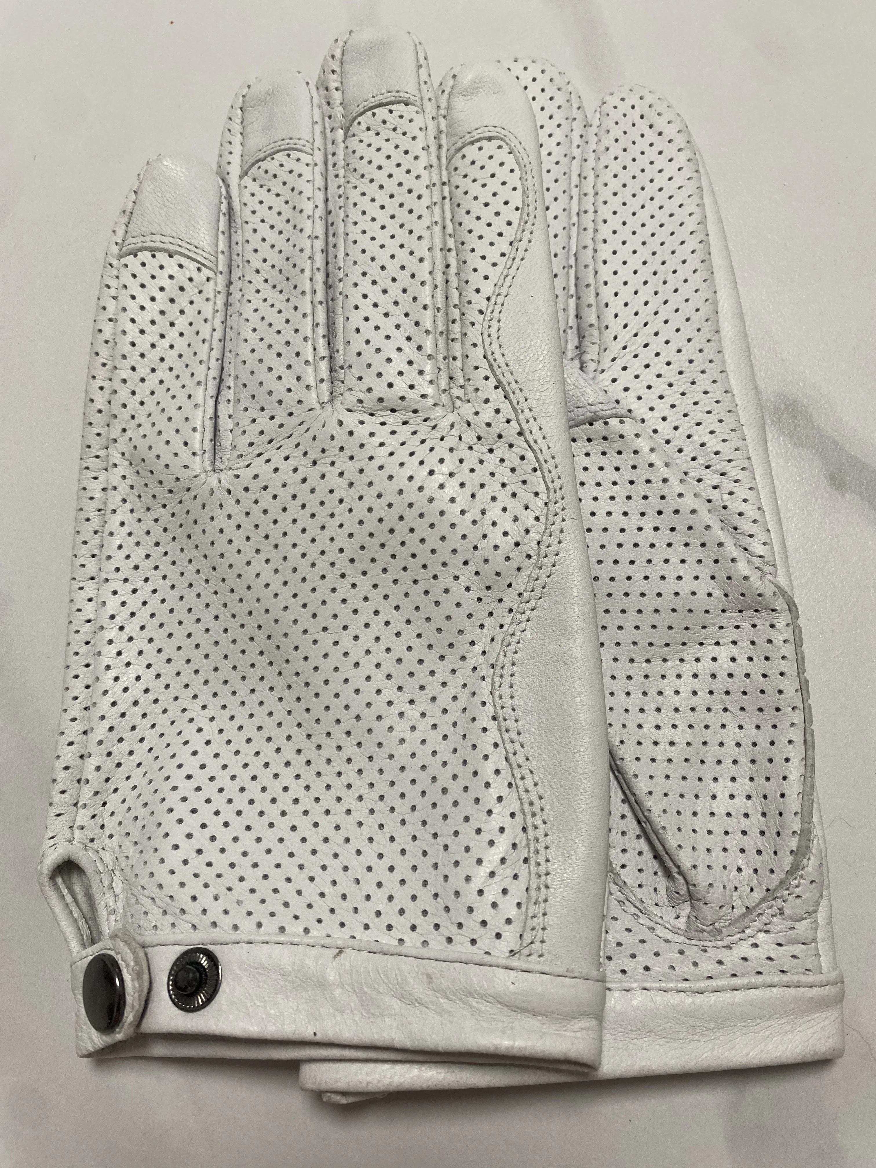Men Women's Hollow Out Natural Sheepskin Leather White Glove Female Fashion Genuine Leather Breathable Thin Driving Glove R1919