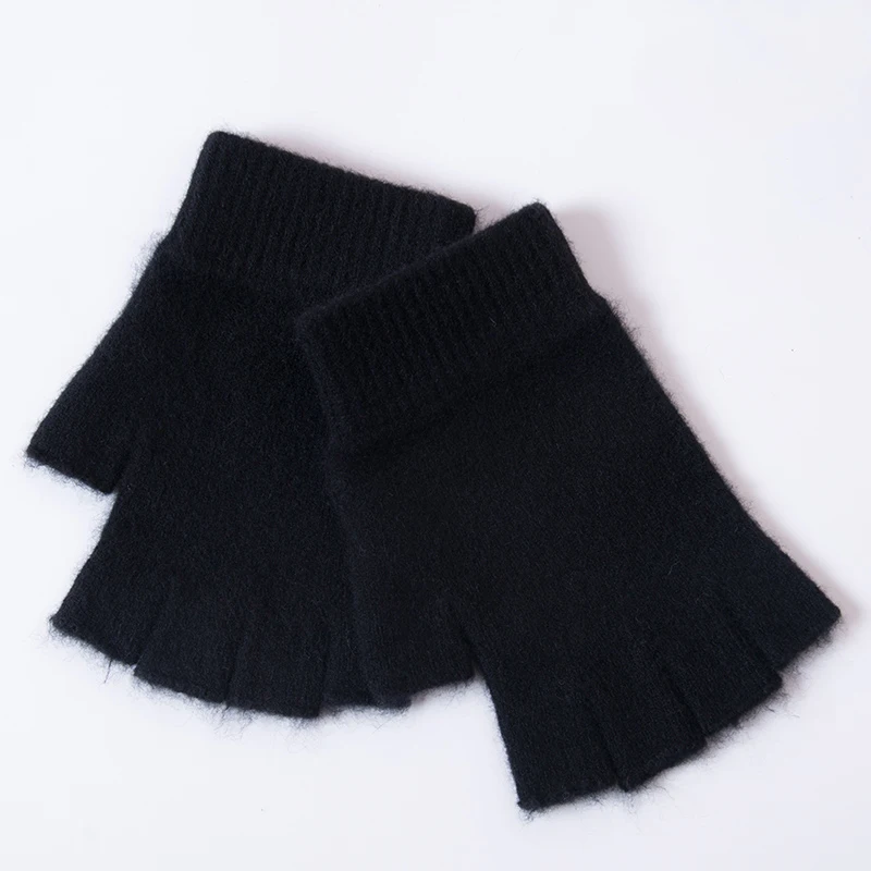 Women Men Half Finger Cashmere Glove Short Warm Soft Wool Knitted Wrist Mitten Winter Woolen Stretch Fingerless Gloves Boy Girl