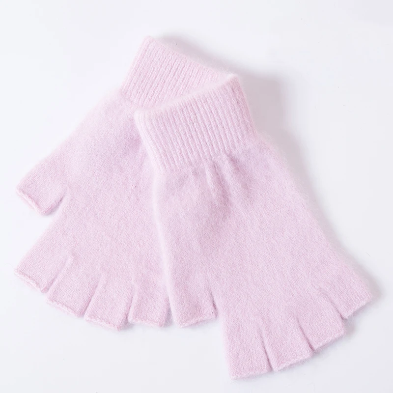 Women Men Half Finger Cashmere Glove Short Warm Soft Wool Knitted Wrist Mitten Winter Woolen Stretch Fingerless Gloves Boy Girl