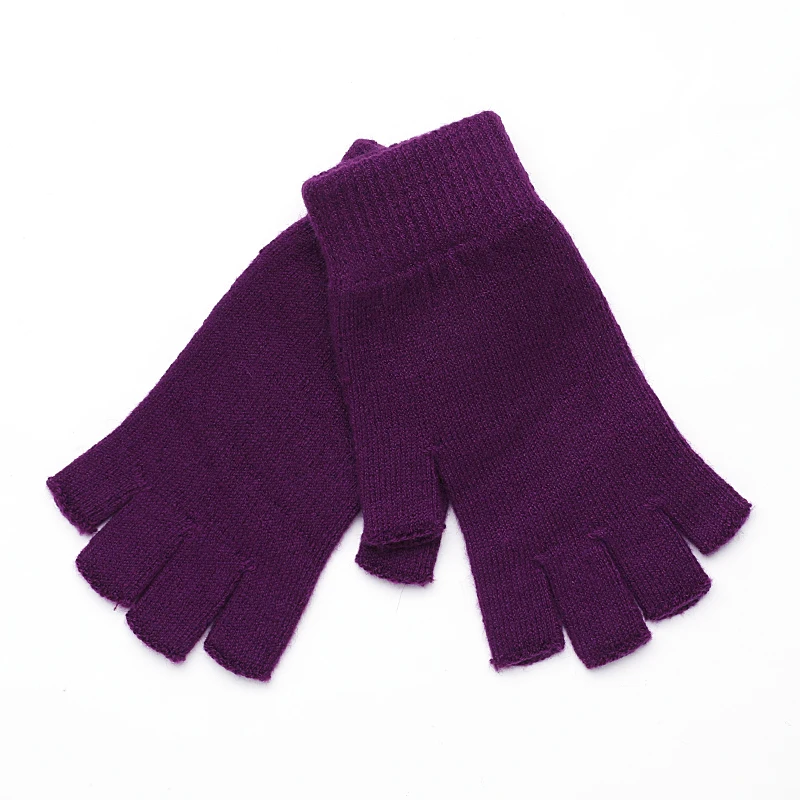 Women Men Half Finger Cashmere Glove Short Warm Soft Wool Knitted Wrist Mitten Winter Woolen Stretch Fingerless Gloves Boy Girl