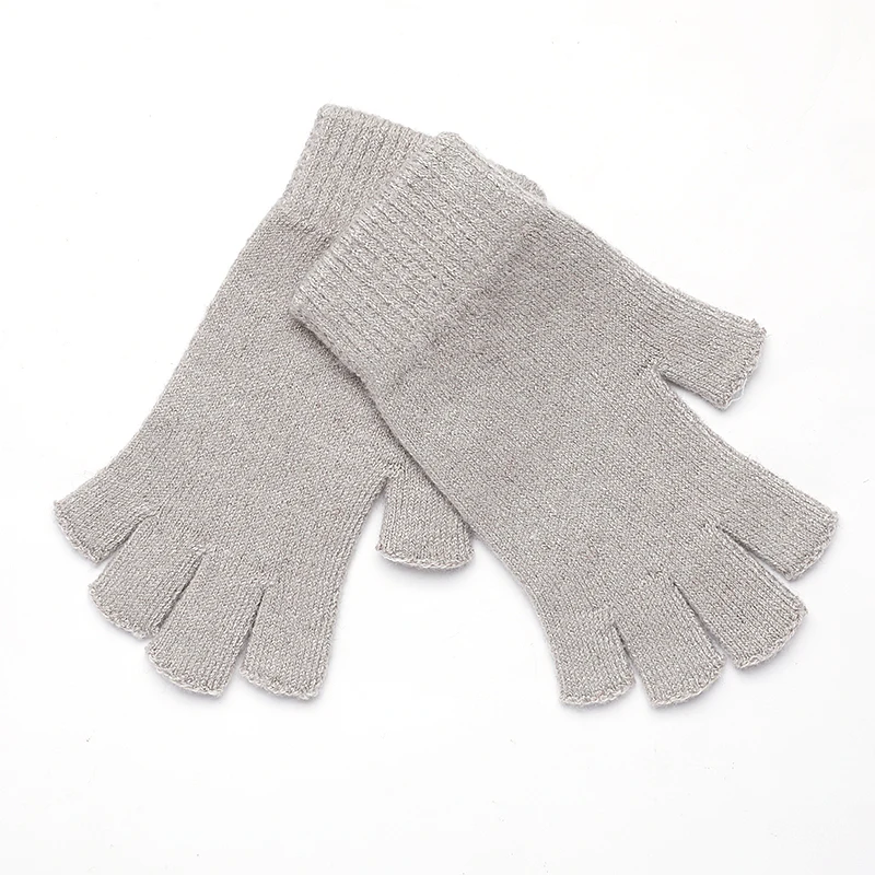 Women Men Half Finger Cashmere Glove Short Warm Soft Wool Knitted Wrist Mitten Winter Woolen Stretch Fingerless Gloves Boy Girl
