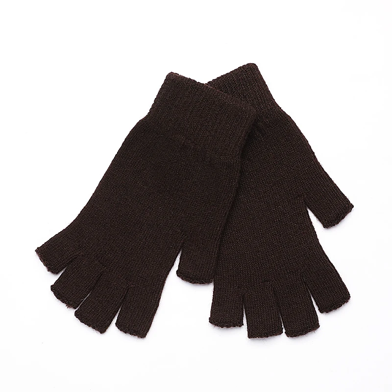 Women Men Half Finger Cashmere Glove Short Warm Soft Wool Knitted Wrist Mitten Winter Woolen Stretch Fingerless Gloves Boy Girl