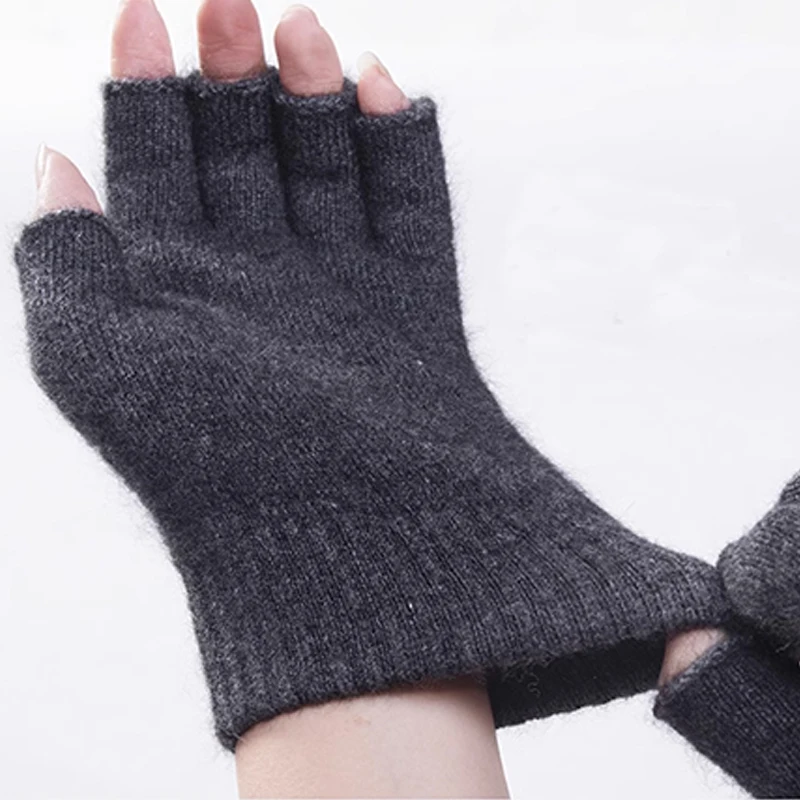 Women Men Half Finger Cashmere Glove Short Warm Soft Wool Knitted Wrist Mitten Winter Woolen Stretch Fingerless Gloves Boy Girl