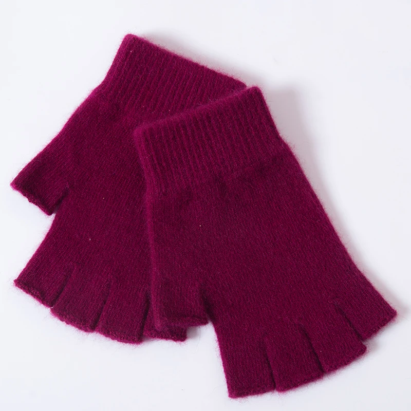 Women Men Half Finger Cashmere Glove Short Warm Soft Wool Knitted Wrist Mitten Winter Woolen Stretch Fingerless Gloves Boy Girl