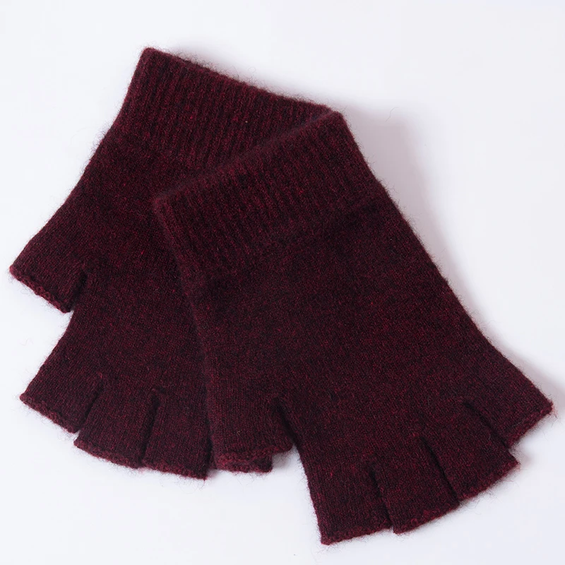 Women Men Half Finger Cashmere Glove Short Warm Soft Wool Knitted Wrist Mitten Winter Woolen Stretch Fingerless Gloves Boy Girl