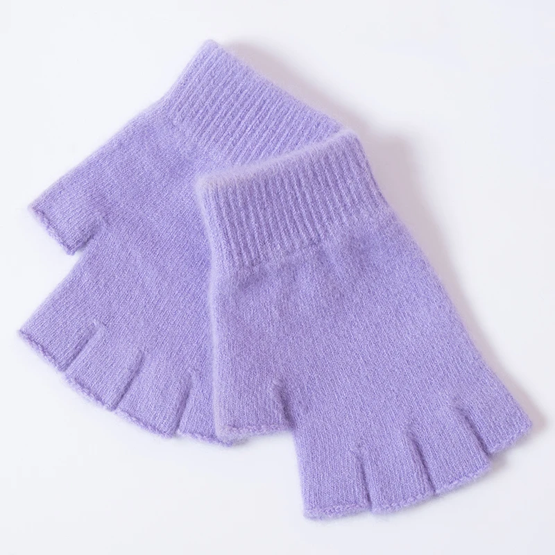 Women Men Half Finger Cashmere Glove Short Warm Soft Wool Knitted Wrist Mitten Winter Woolen Stretch Fingerless Gloves Boy Girl