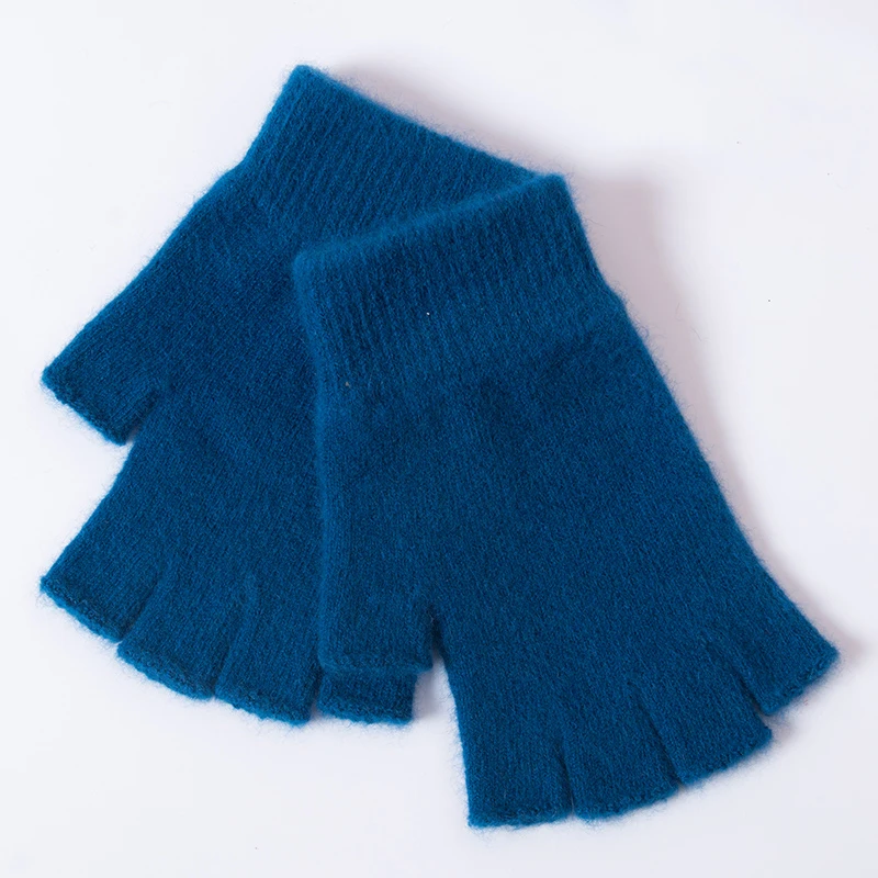 Women Men Half Finger Cashmere Glove Short Warm Soft Wool Knitted Wrist Mitten Winter Woolen Stretch Fingerless Gloves Boy Girl