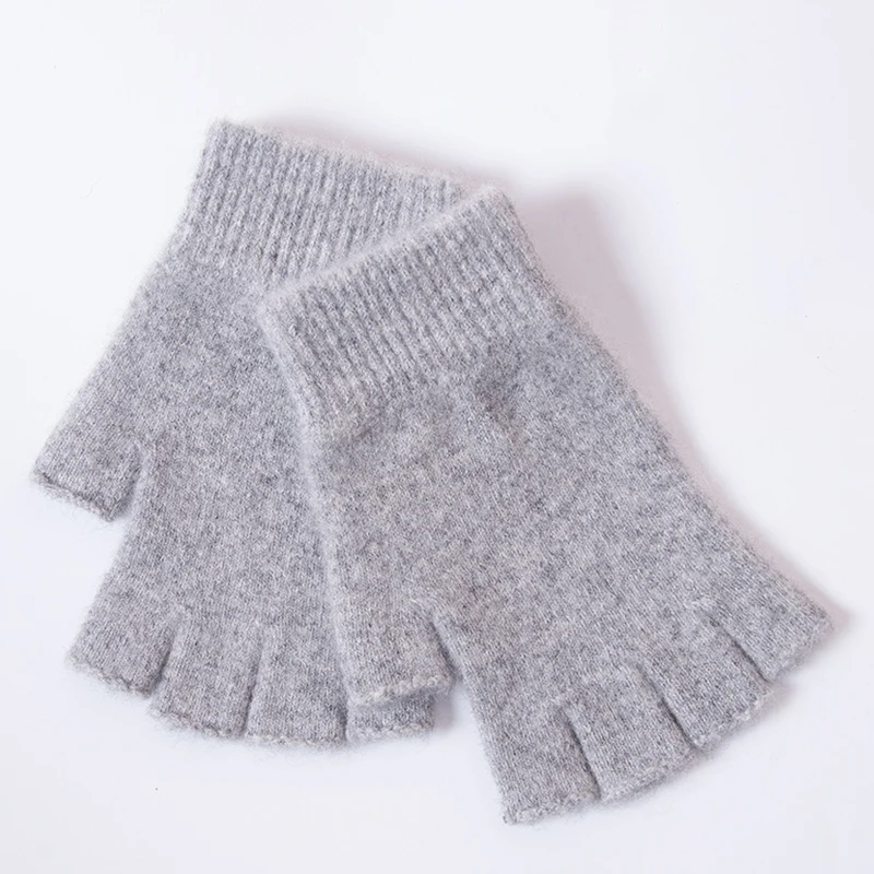 Women Men Half Finger Cashmere Glove Short Warm Soft Wool Knitted Wrist Mitten Winter Woolen Stretch Fingerless Gloves Boy Girl
