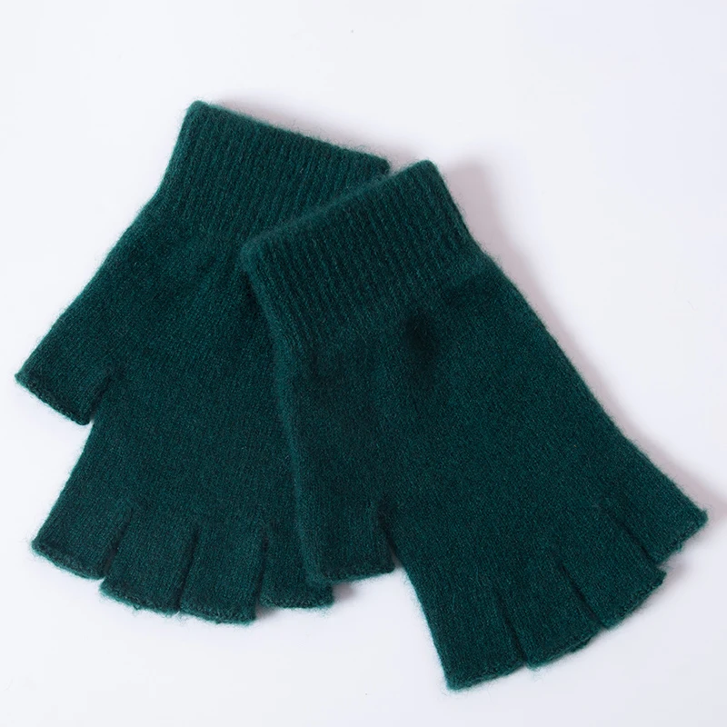 Women Men Half Finger Cashmere Glove Short Warm Soft Wool Knitted Wrist Mitten Winter Woolen Stretch Fingerless Gloves Boy Girl