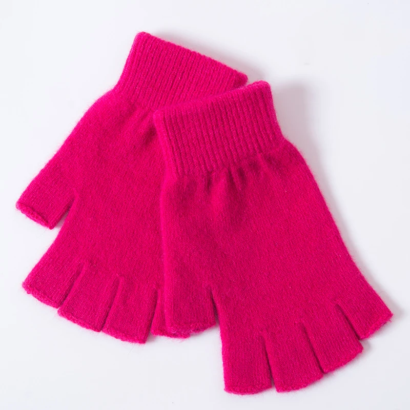 Women Men Half Finger Cashmere Glove Short Warm Soft Wool Knitted Wrist Mitten Winter Woolen Stretch Fingerless Gloves Boy Girl