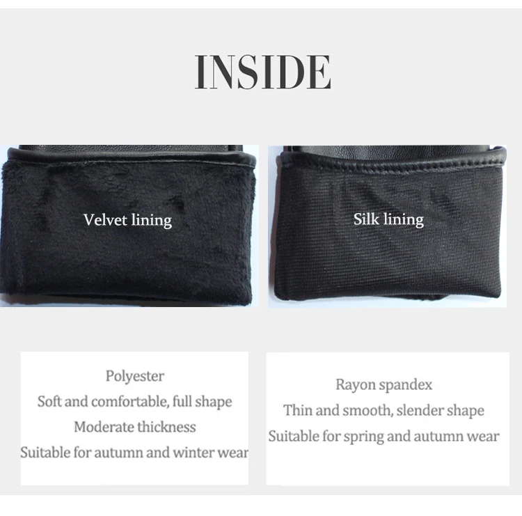 New Women Fashion Long Genuine Leather Black Sheepskin Driving Outdoor Fingerless Gloves Spring and Autumn